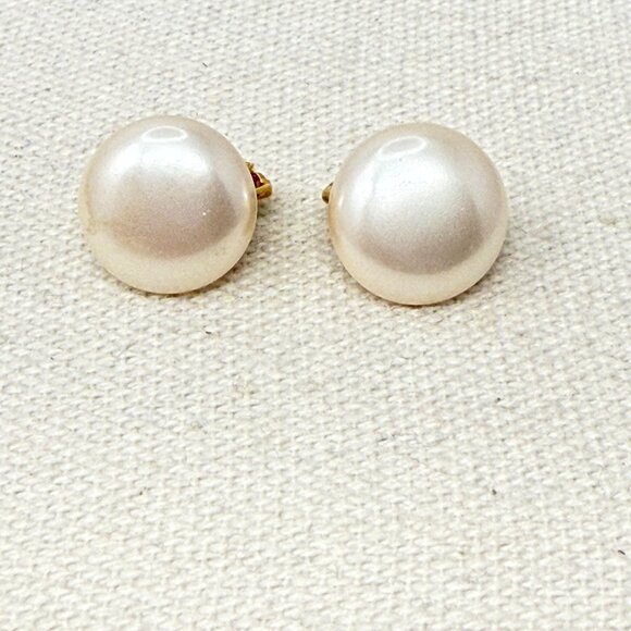 Vintage 14/20 Gold Fill‎ Earrings Faux Pearl Clip On Classic Retro Marked - Picture 1 of 10